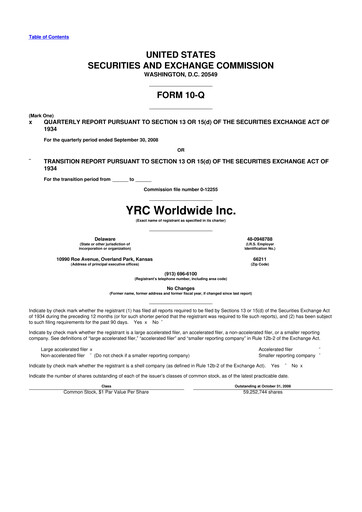 Thumbnail Yellow Corporation 10-Q Quarterly Report FY 