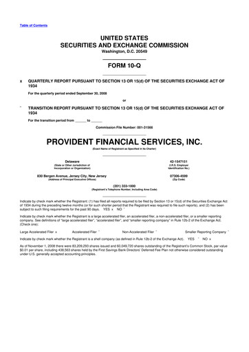 Thumbnail Provident Financial Services 10-Q Quarterly Report FY 