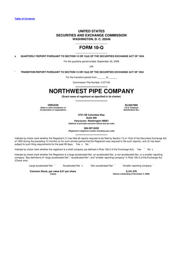 Thumbnail Northwest Pipe Company
 10-Q Quarterly Report FY 