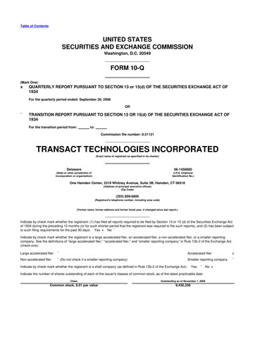 Thumbnail TransAct Technologies 10-Q Quarterly Report FY 