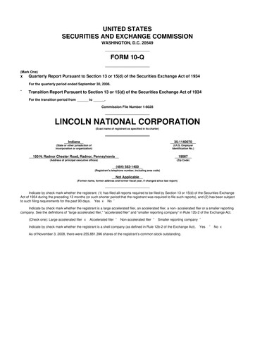 Vorschaubild Lincoln National Corporation 10-Q Quartalsbericht  