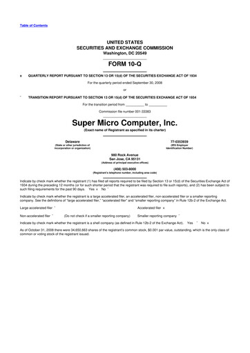 Thumbnail Supermicro 10-Q Quarterly Report FY 