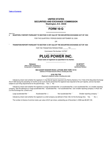 Thumbnail Plug Power 10-Q Quarterly Report FY 
