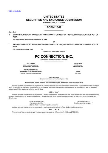Miniature PC Connection
 10-Q Rapport trimestriel  