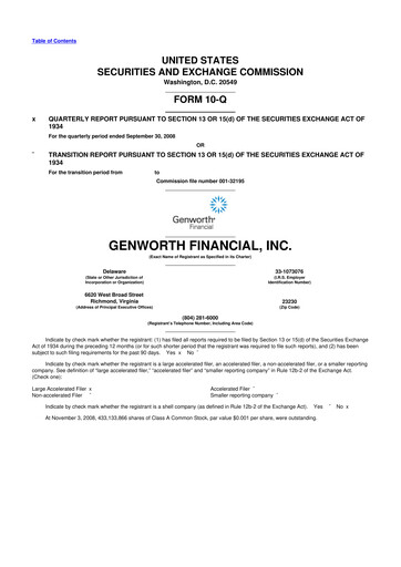 Miniature Genworth Financial
 10-Q Rapport trimestriel  