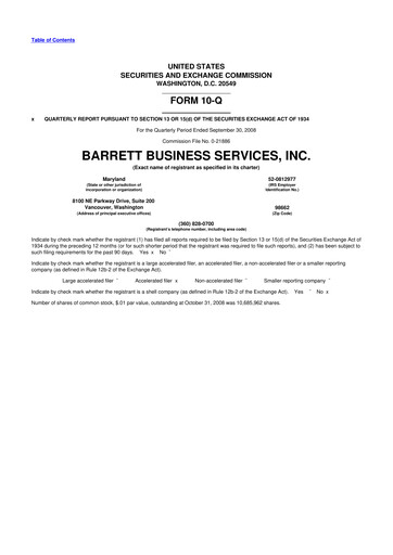 Thumbnail Barrett Business Services 10-Q Quarterly Report FY 