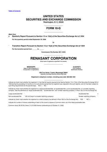 Miniature Renasant Corp 10-Q Rapport trimestriel  