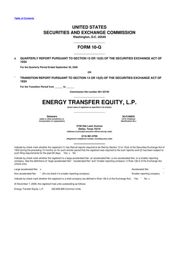 Thumbnail Energy Transfer LP
 10-Q Quarterly Report FY 