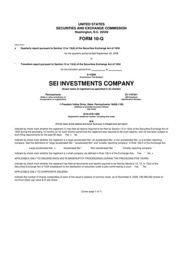 Thumbnail SEI Investments 10-Q Quarterly Report FY 