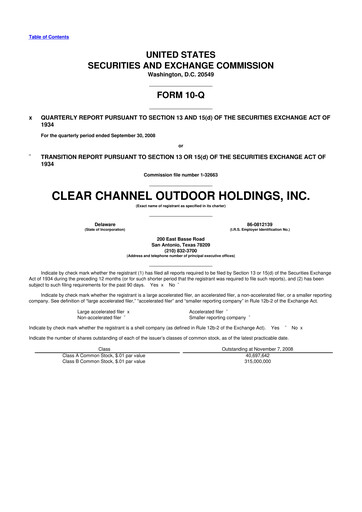 Thumbnail Clear Channel Outdoor
 10-Q Quarterly Report FY 