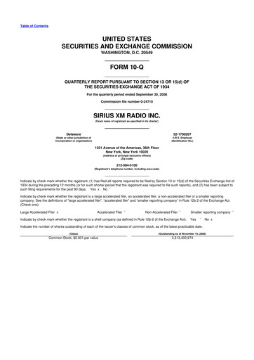 Thumbnail Sirius XM 10-Q Quarterly Report FY 