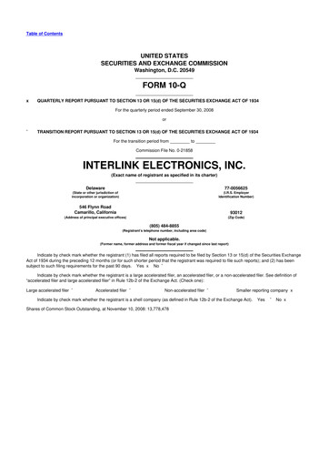 Thumbnail Interlink Electronics 10-Q Quarterly Report FY 