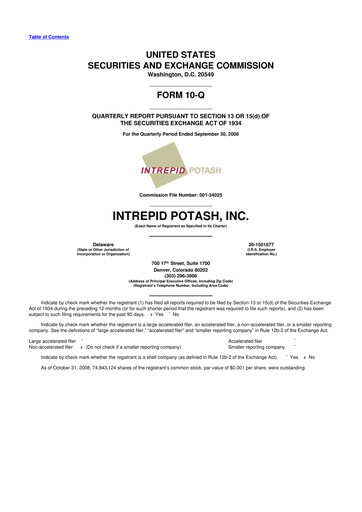 Thumbnail Intrepid Potash
 10-Q Quarterly Report FY 