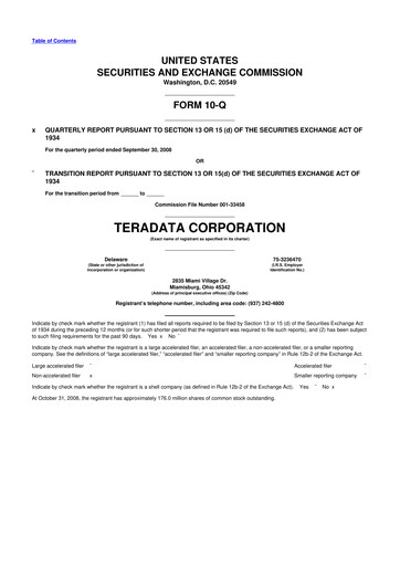 Thumbnail Teradata 10-Q Quarterly Report FY 