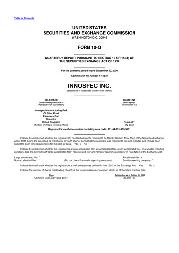 Thumbnail Innospec 10-Q Quarterly Report FY 