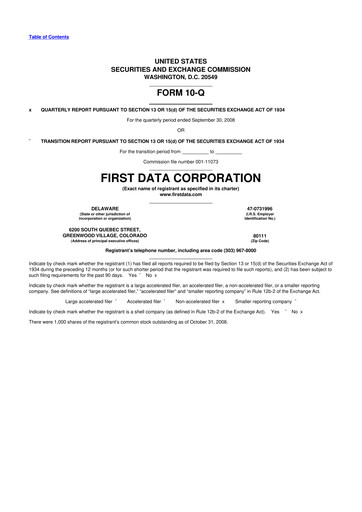 Thumbnail First Data Corporation 10-Q Quarterly Report FY 