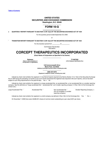 Thumbnail Corcept Therapeutics
 10-Q Quarterly Report FY 