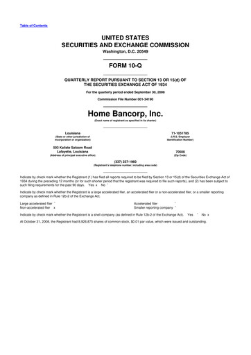Thumbnail Home Bancorp
 10-Q Quarterly Report FY 