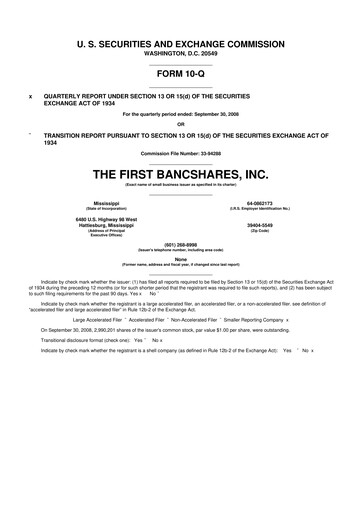Thumbnail The First Bancshares 10-Q Quarterly Report FY 