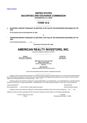 Thumbnail American Realty Investors 10-Q Quarterly Report FY 