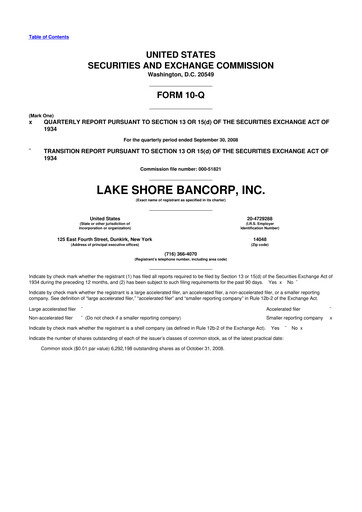 Thumbnail Lake Shore Bancorp 10-Q Quarterly Report FY 