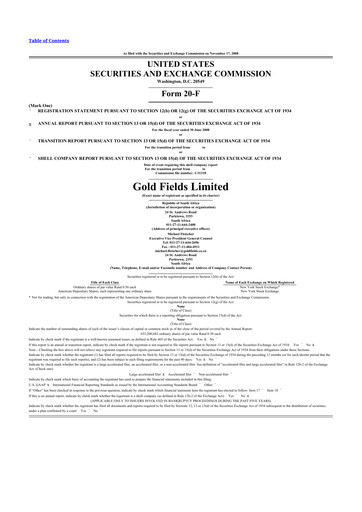 Thumbnail Gold Fields
 20-F Annual Report 