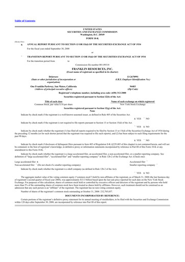 Thumbnail Franklin Resources 10-K Annual Report 