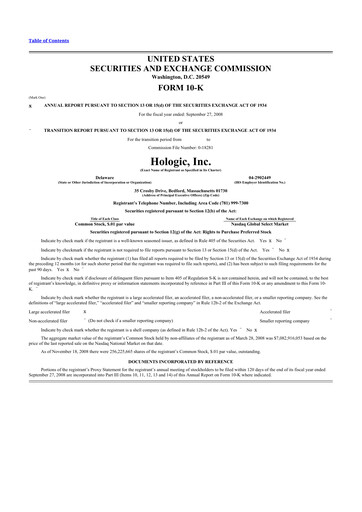 Thumbnail Hologic 10-K Annual Report 