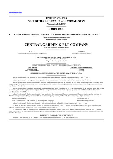 Miniature Central Garden & Pet 10-K Rapport annuel 