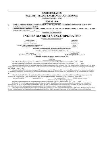 Thumbnail Ingles Markets 10-K Annual Report 