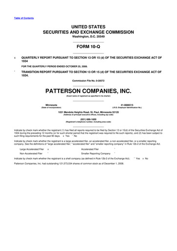 Thumbnail Patterson Companies
 10-Q Quarterly Report FY 
