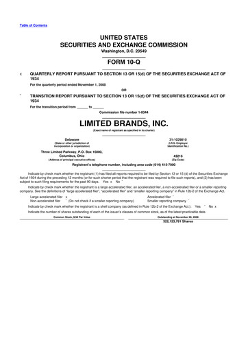 Thumbnail Bath & Body Works 10-Q Quarterly Report FY 