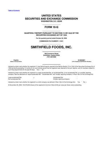 Thumbnail Smithfield Foods 10-Q Quarterly Report FY 