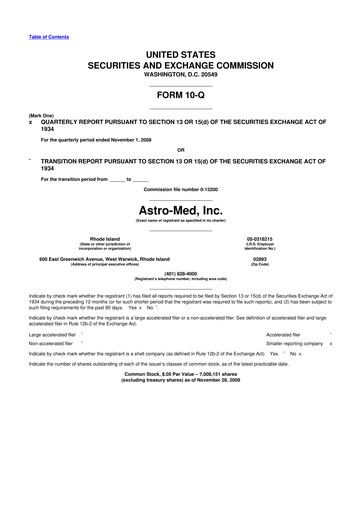 Miniature AstroNova, Inc. 10-Q Rapport trimestriel  