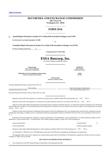 Thumbnail ESSA Bancorp 10-K Annual Report 