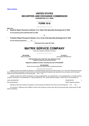 Thumbnail Matrix Service Company 10-Q Quarterly Report FY 