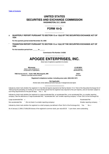 Thumbnail Apogee Enterprises 10-Q Quarterly Report FY 