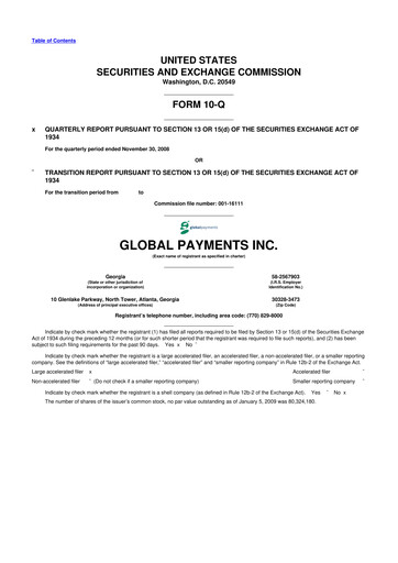 Thumbnail Global Payments 10-Q Quarterly Report FY 