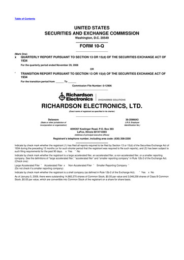 Miniature Richardson Electronics 10-Q Rapport trimestriel  