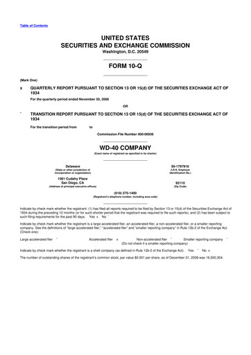 Thumbnail WD-40 Company
 10-Q Quarterly Report FY 