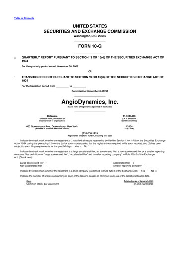 Thumbnail AngioDynamics 10-Q Quarterly Report FY 