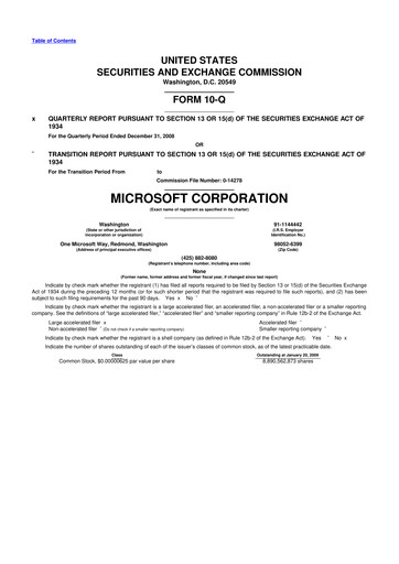 Thumbnail Microsoft 10-Q Quarterly Report FY 