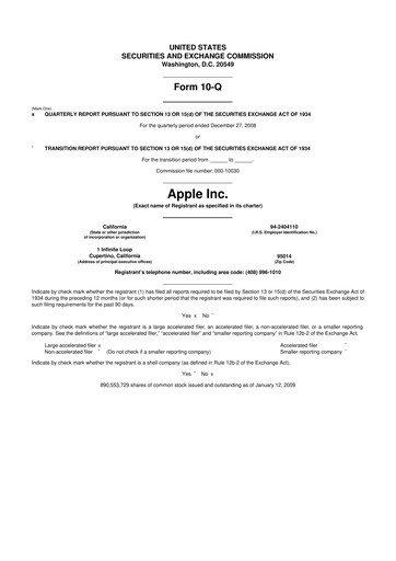 Miniature Apple 10-Q Rapport trimestriel  