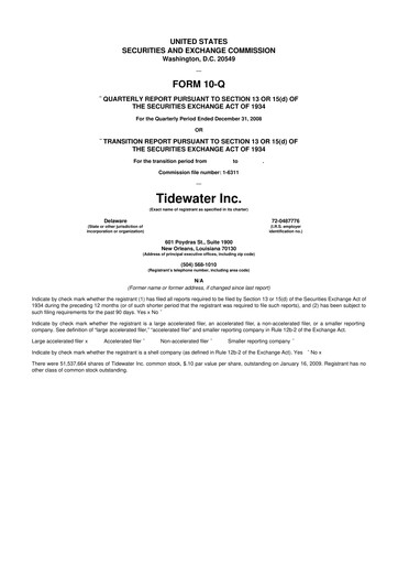 Thumbnail Tidewater 10-Q Quarterly Report FY 