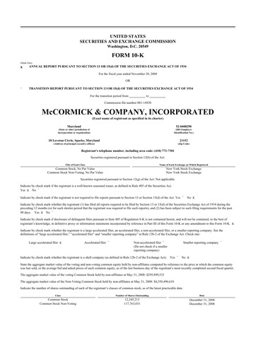 Miniature McCormick & Company
 10-K Rapport annuel 