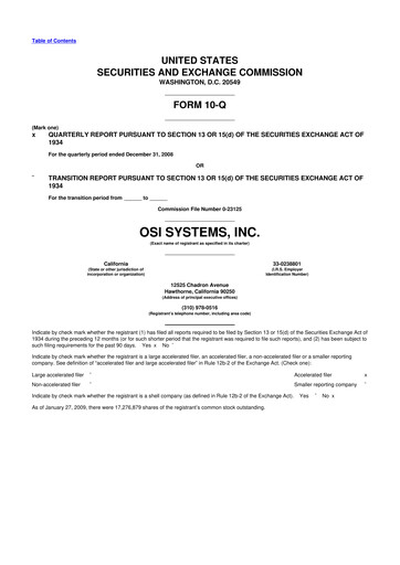 Thumbnail OSI Systems
 10-Q Quarterly Report FY 