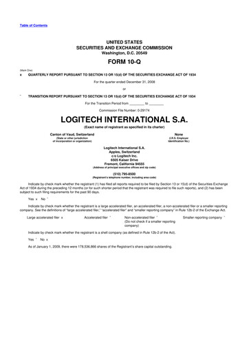 Miniature Logitech 10-Q Rapport trimestriel  