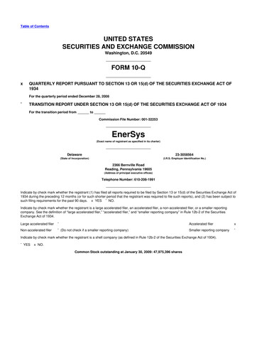 Thumbnail EnerSys 10-Q Quarterly Report FY 
