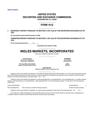 Thumbnail Ingles Markets 10-Q Quarterly Report FY 