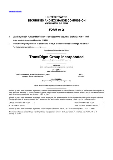 Thumbnail TransDigm Group 10-Q Quarterly Report FY 